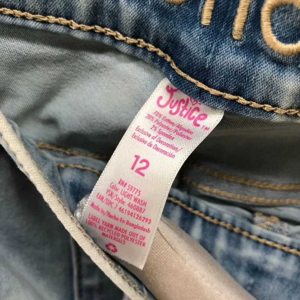 Justice Girls Size 12 Legging‎ Jeans Blue Light Wash Pull On Jegging Skinny